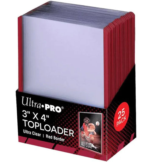 25 toploader red border ultra pro 3" X 4"