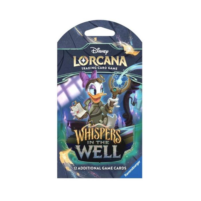 Lorcana whispers in the well sleeved booster pack